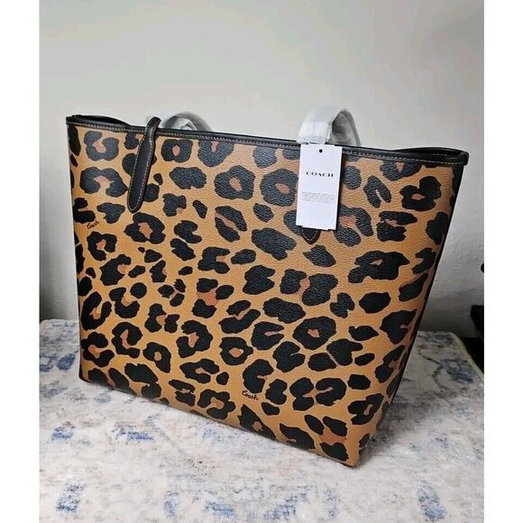 Coach Signature City Tote Animal Jungle Leopard Print Brown Interior MSRP $428 - Picture 4 of 11